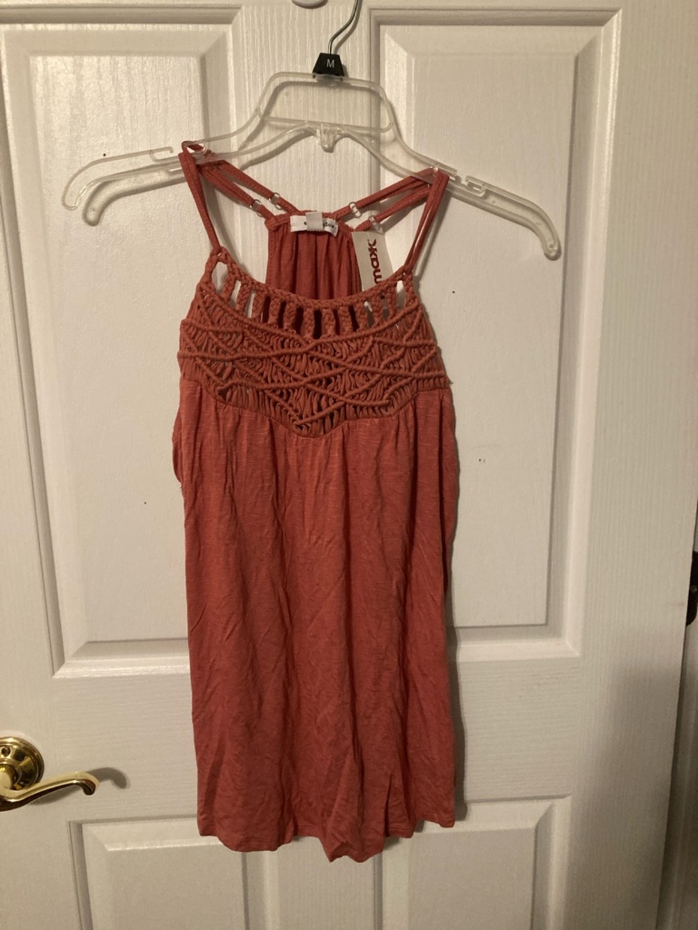 50% off bundled, Eyeshadow Coral Sleeveless Crochet-Trim Top